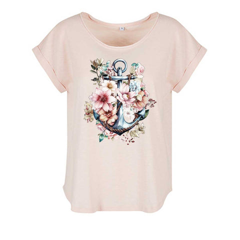 Floral Anker Damen Slub T-Shirt