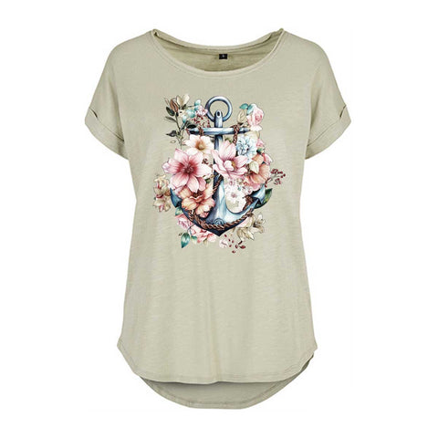 Floral Anker Damen Slub T-Shirt