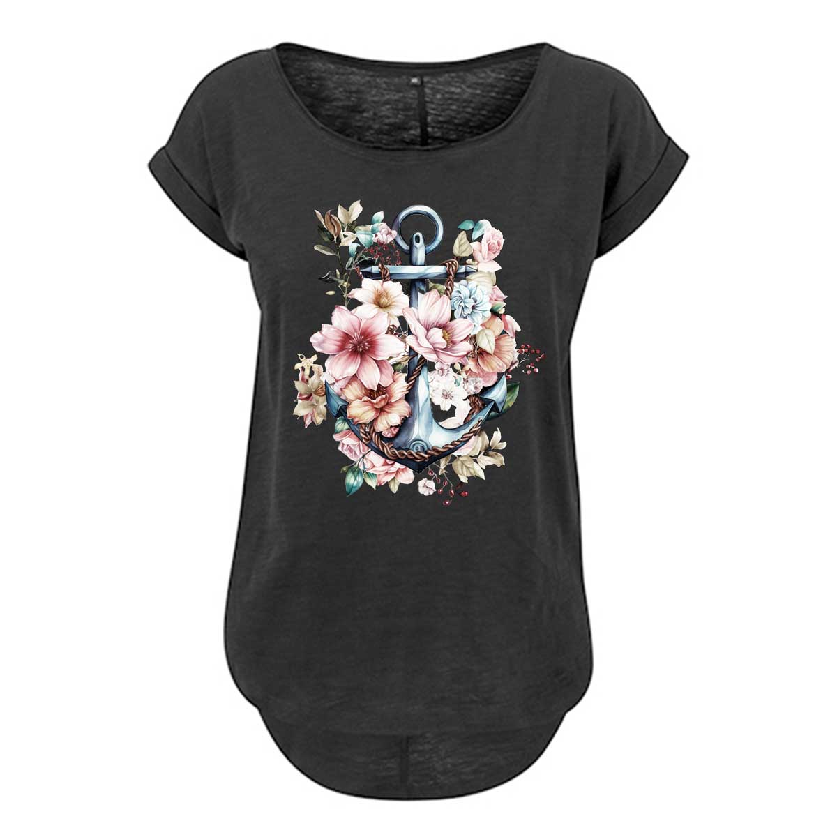 Floral Anker Damen Slub T-Shirt