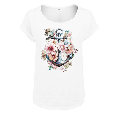 Floral Anker Damen Slub T-Shirt