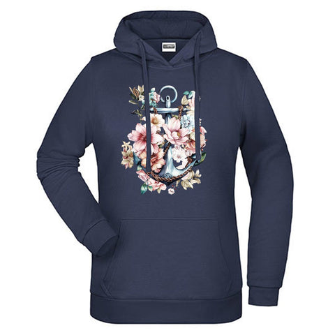 Floral Anker Damen Komfort Kapuzenpulli